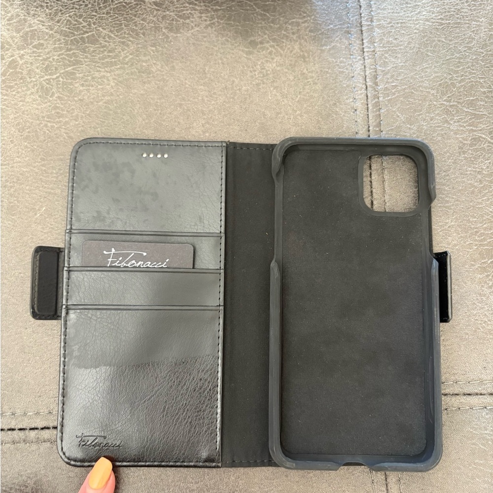 Black Leather Wallet Phone Case - Brand New